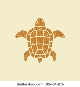 Turtle flat icon. Sea animal. Vector symbol in grunge style