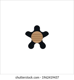 Turtle flat icon. Simple style wild animal poster background symbol. Logo design element. T-shirt printing. Vector for sticker.