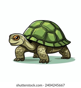 Turtle flat vector illustration. Turtle cartoon hand drawing isolated vector illustration.