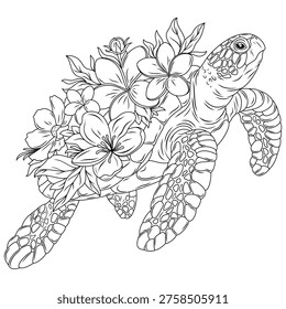 Tortuga con flores en