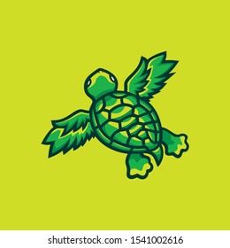 Turtle fly vector logo design template