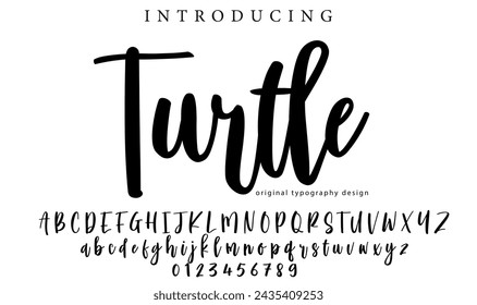 Schildkröte Schriftart Stilvolle Pinsel gemalt einen Großbuchstaben Vektor Buchstaben, Alphabet, Schriftart