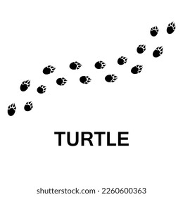 huella de pie de tortuga, ilustración de la huella de pata animal en fondo blanco