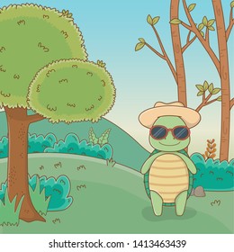 Turtle in forest design vector illustration