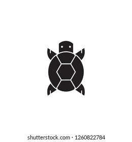 Turtle front view black vector concept icon. Turtle front view flat illustration, sign