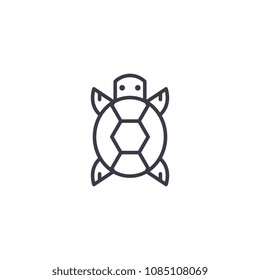 turtle front view vector line icon, sign, illustration on background, editable strokes