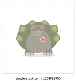 Turtle, funny old tortoise, vector