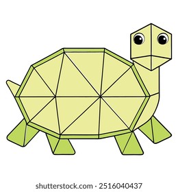 Turtle in geometric shapes on white