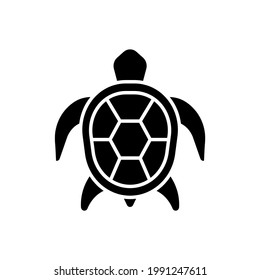 Turtle glyph icon. Vector fill black illustration.
