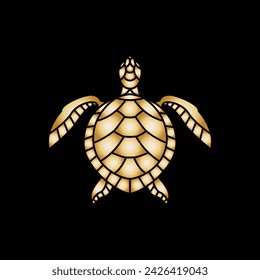 turtle with gold gradient logo vector
