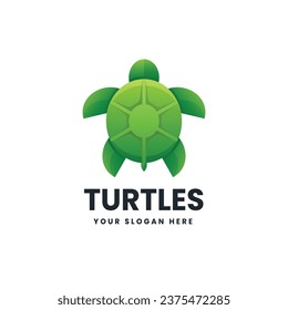 Turtle gradient colorful logo design template