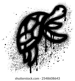 Turtle graffiti with black spray paint. vector illustration.