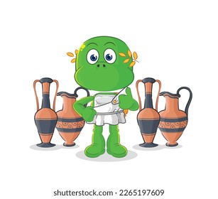 the turtle with greek clothing. cartoon mascot vector