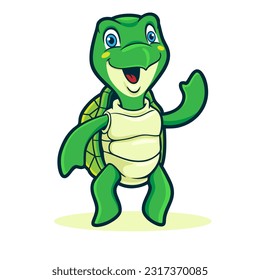 Turtle Green Cartoon Logo Mascot