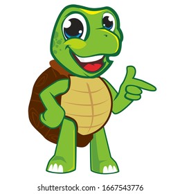 Turtle green cartoon mascot in vector, 4