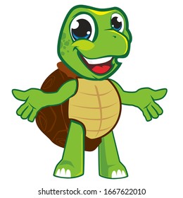 Turtle Green Cartoon Mascot In Vector 2