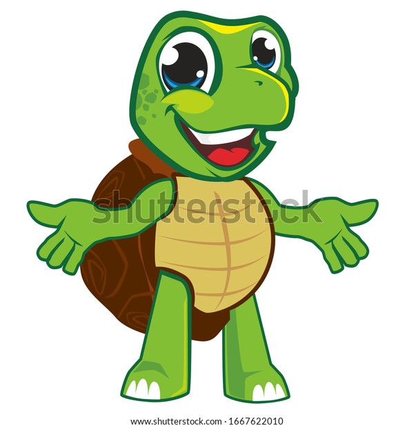 Turtle Green Cartoon Mascot Vector 2 Stock Vector (Royalty Free ...