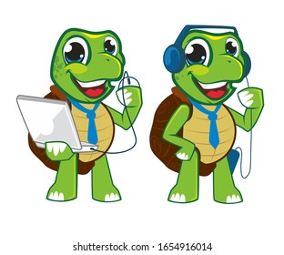 Turtle green cartoon in vector