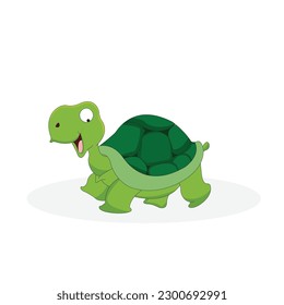 turtle with green shell in cartoon style
