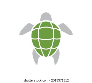 Schildkröte mit grüner Muschel, schwimmen Vektorgrafik-Logo auf weißem Hintergrund