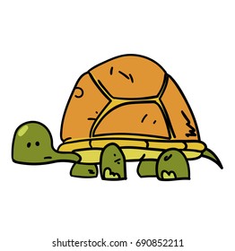Turtle hand drawn cartoon. Colorful artwork with color on separate layer.