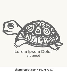 Turtle hand drawn illustration. Logo template.