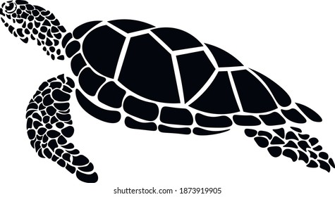 Turtle, hand drawn vector graphic isolated on white background. Concept for logo, print, cards 