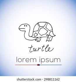 Turtle- hand drawn vector illustration for coloring (logo, sign, symbol, icon)