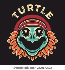 Turtle Head Cartoon Vector Illustration