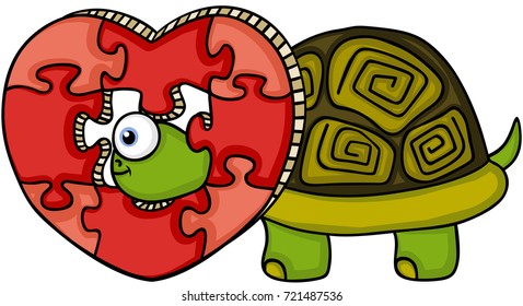 Turtle with heart shaped puzzle
