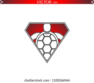 Turtle Hero Logo. Vector Illustration Icon