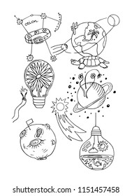 Turtle holding Earth and the constellation Orion. Engraving vintage vector black illustration. Isolated on white background. Hand drawn design element for label and poster. Doodle Sketch set.