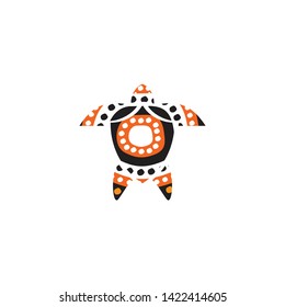 Turtle icon with aboriginal art dot paintings