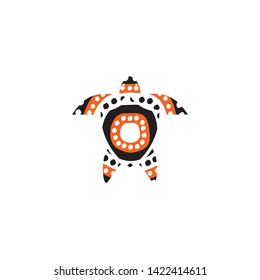 Turtle icon with aboriginal art dot paintings