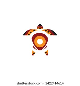 Turtle icon with aboriginal art dot paintings
