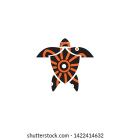 Turtle icon with aboriginal art dot paintings