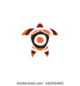 Turtle icon with aboriginal art dot paintings
