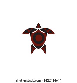 Turtle icon with aboriginal art dot paintings
