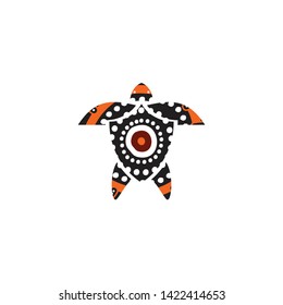 Turtle icon with aboriginal art dot paintings