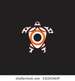 Turtle icon with aboriginal art dot paintings