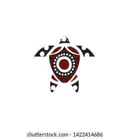 Turtle icon with aboriginal art dot paintings