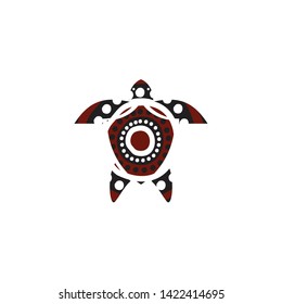 Turtle icon with aboriginal art dot paintings