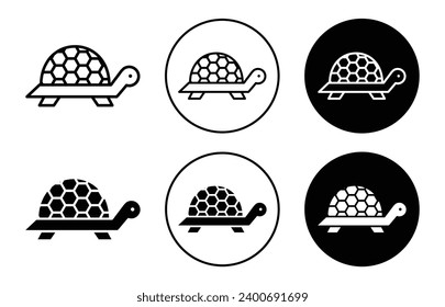 Icono de tortuga. símbolo de signo de mamífero de tortuga silvestre africana acuática. tortuga cortada con armadura en el mar submarino o conjunto de vectores de animales de la vida silvestre oceánica. dibujo de tortugas reptiles o tortugas 