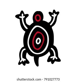 Turtle icon with Aztec patterns isolated on white background