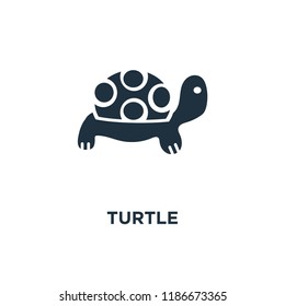 Turtle icon. Black filled vector illustration. Turtle symbol on white background. Can be used in web and mobile.