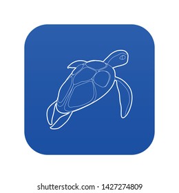 Turtle icon blue vector isolated on white background