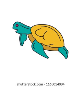 Turtle icon, cartoon style
