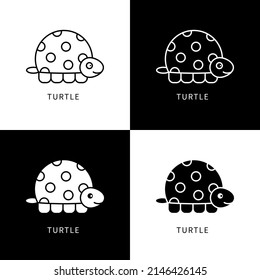 Turtle Icon Cartoon. Tortoise Animal Zoo. Reptile Character Symbol Vector Logo
