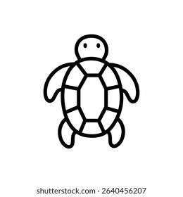 Turtle icon in clean line style, showcasing shell and flippers. Ideal for sea conservation graphics, beach protection content, and wildlife education.