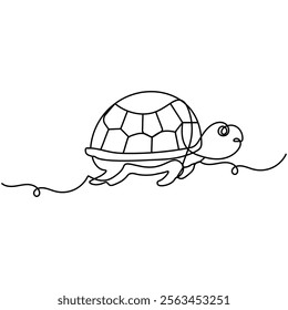 Turtle icon  continuous one line drawing  outline vector illustration 